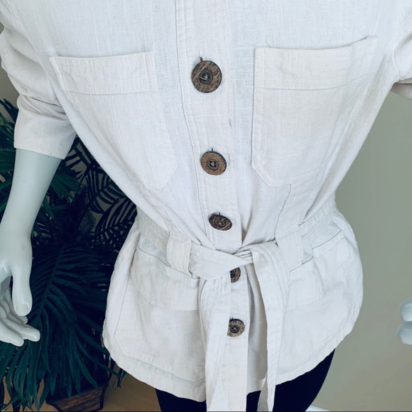 Vintage Smart Set Linen Waist Tie Jacket Coat - Picture 3 of 8